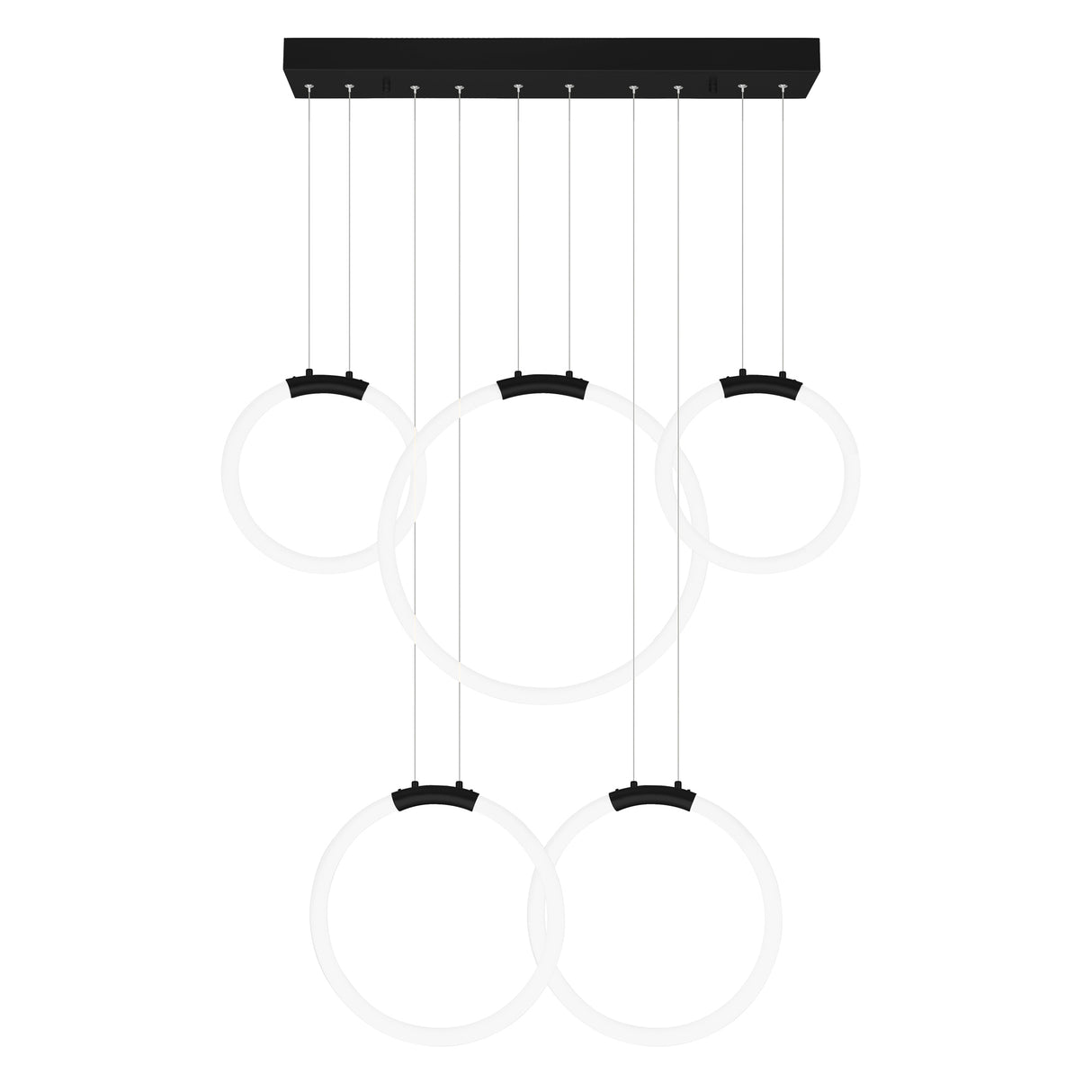 Hoops Integrated LED 44in 5 Ring Black Chandelier