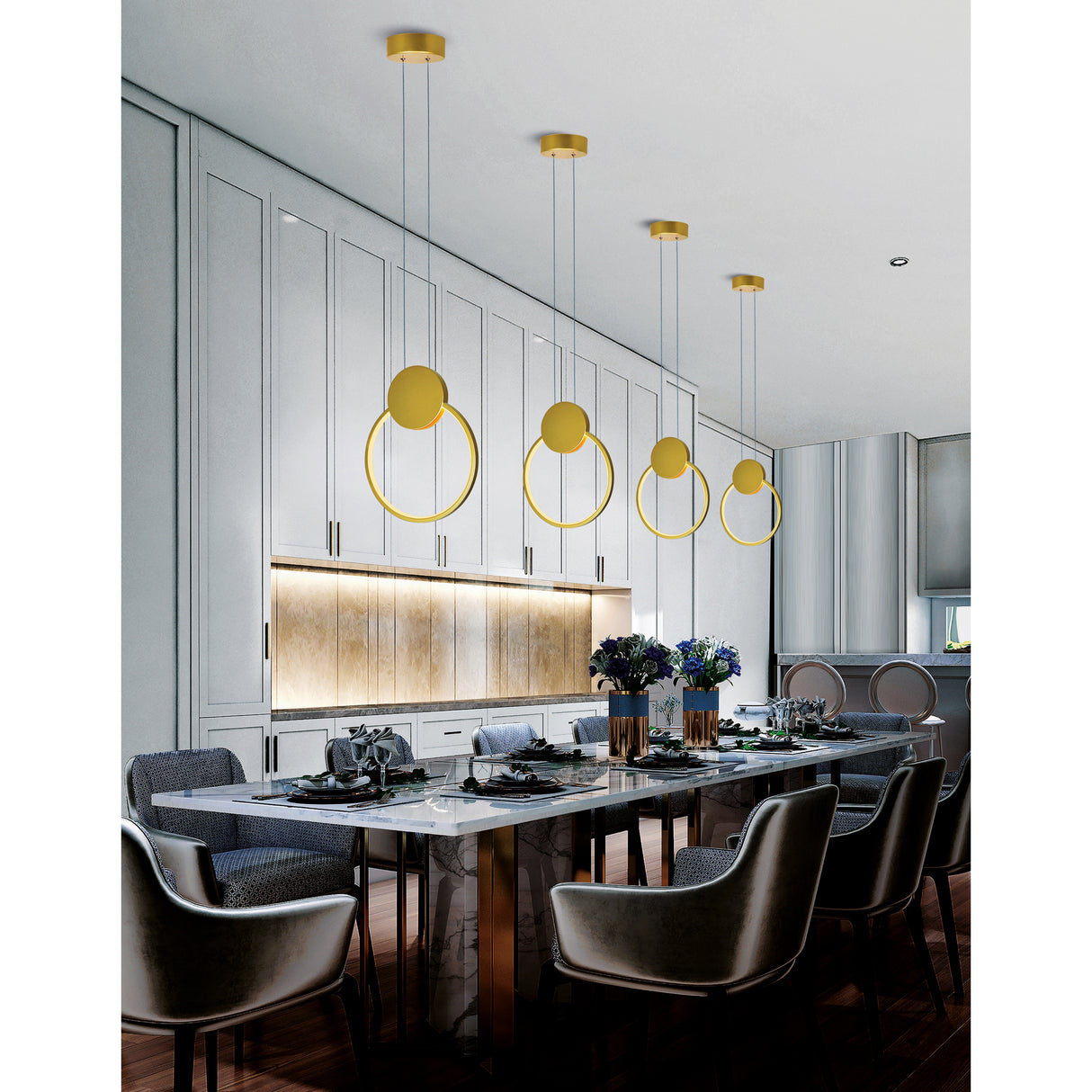 Pulley Integrated LED 8in Satin Gold Mini Pendant