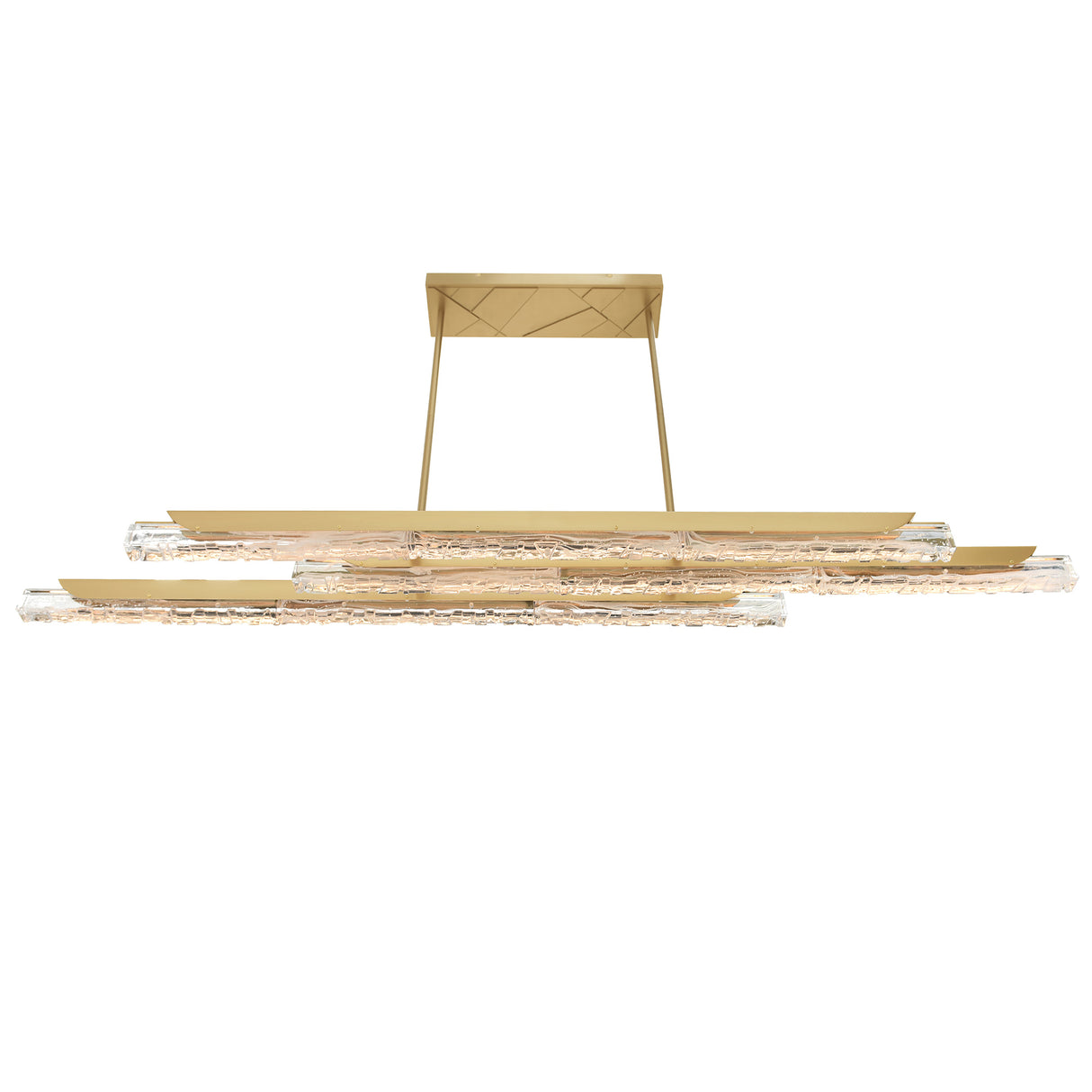 Valira Integrated LED 60in Brass Chandelier with Handcrafted Glass