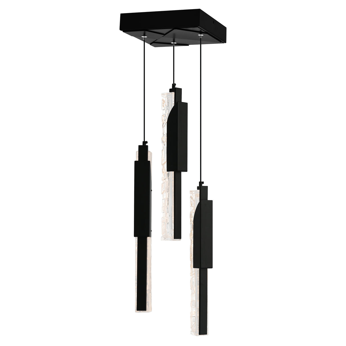 Valira Integrated LED 8in Black Mini Pendant with Handcrafted Glass