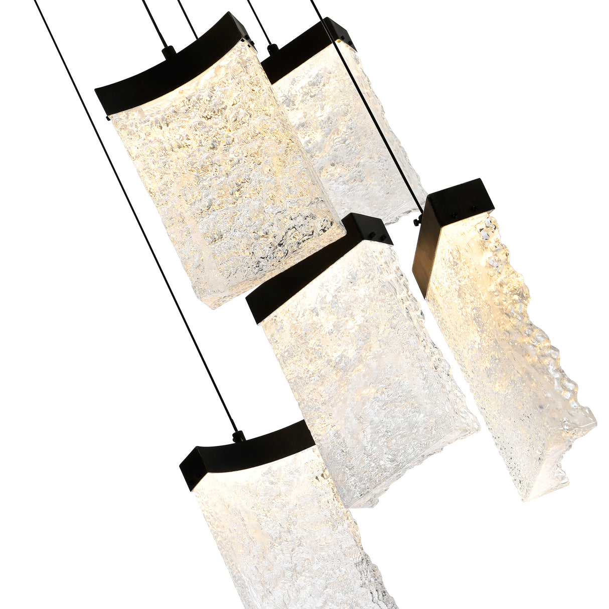 Lava Integrated LED 12in Black Mini Pendant with Handcrafted Glass