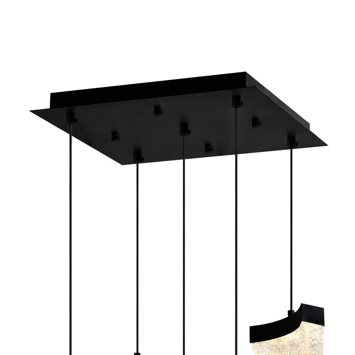 Lava Integrated LED 12in Black Mini Pendant with Handcrafted Glass