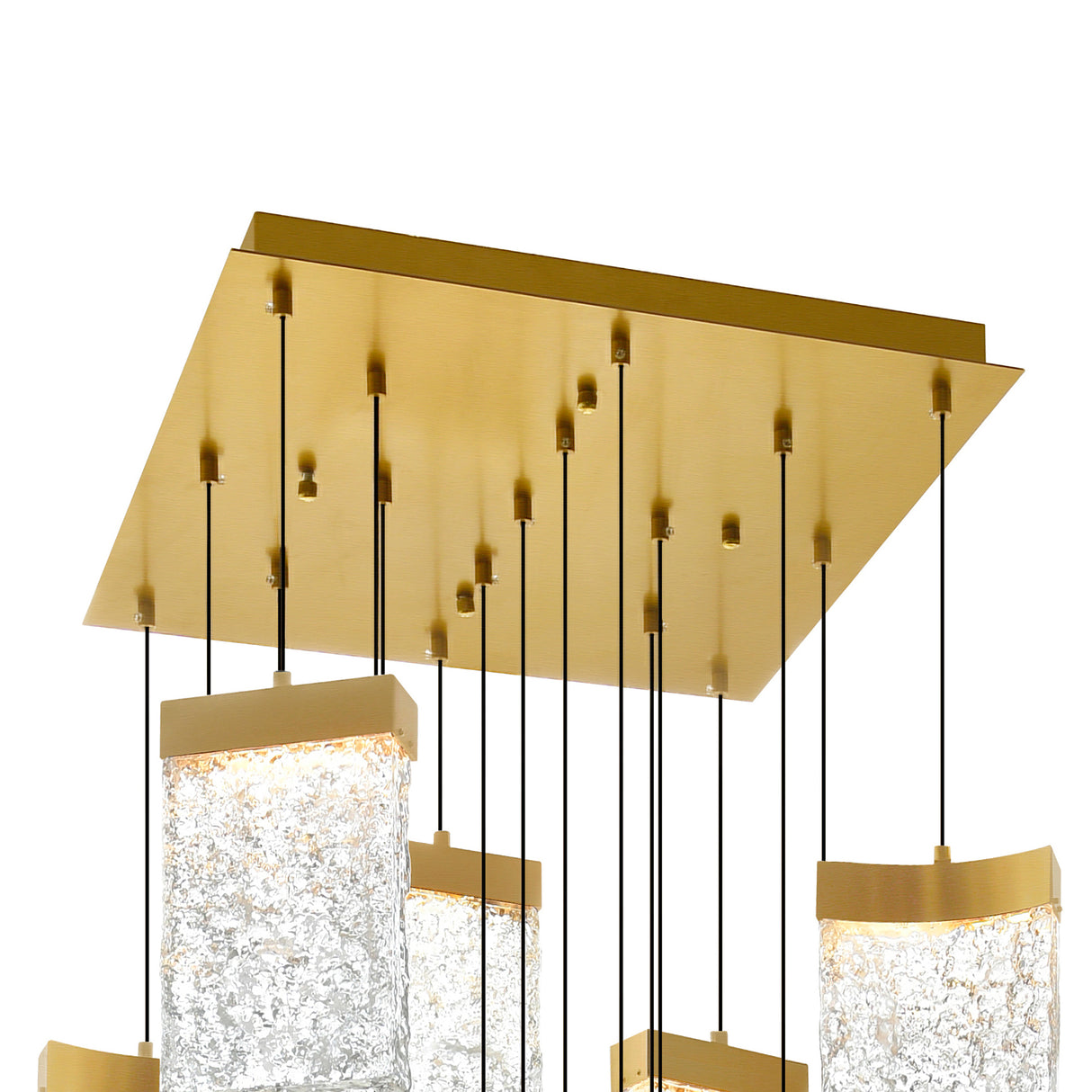 Lava Integrated LED 24in Brass Chandelier with Handcrafted Glass