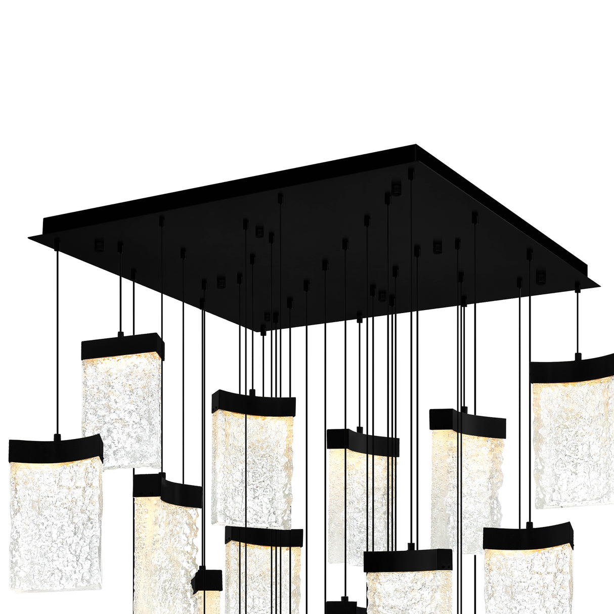 Lava Integrated LED 36in Black Chandelier with Handcrafted Glass