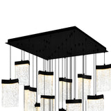 Lava Integrated LED 36in Black Chandelier with Handcrafted Glass
