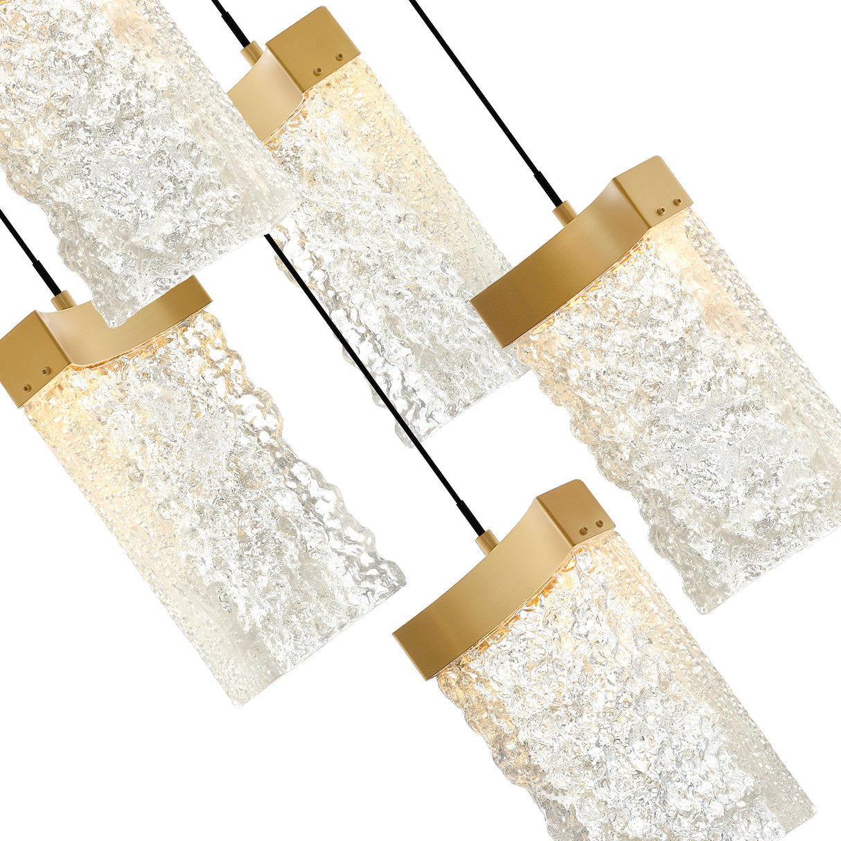 Lava Integrated LED 36in Brass Chandelier with Handcrafted Glass