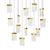 Lava Integrated LED 48in Brass Chandelier with Handcrafted Glass