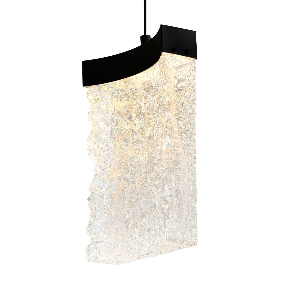 Lava Integrated LED 6in Black Mini Pendant with Handcrafted Glass