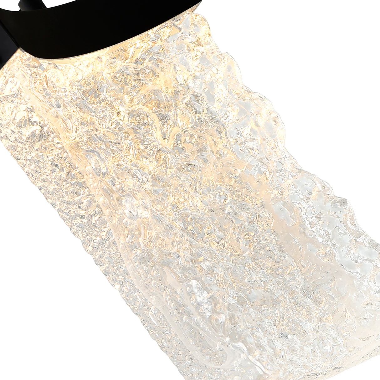 Lava Integrated LED 6in Black Mini Pendant with Handcrafted Glass
