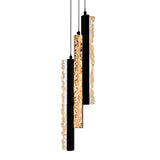 Stagger Integrated LED 6in Black Mini Pendant with Handcrafted Glass
