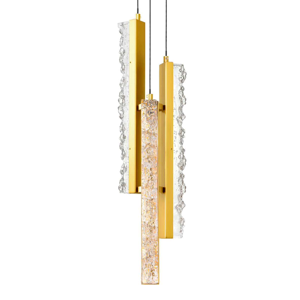 Stagger Integrated LED 6in Brass Mini Pendant with Handcrafted Glass