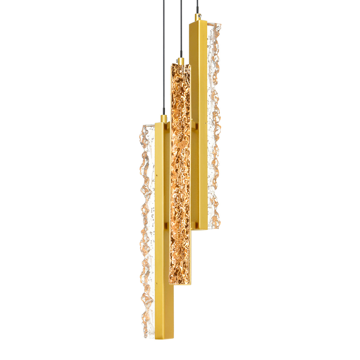 Stagger Integrated LED 6in Brass Mini Pendant with Handcrafted Glass