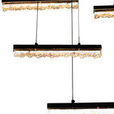 Stagger Integrated LED 60in Black Chandelier with Handcrafted Glass