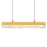 Stagger Integrated LED 60in Brass Chandelier with Handcrafted Glass