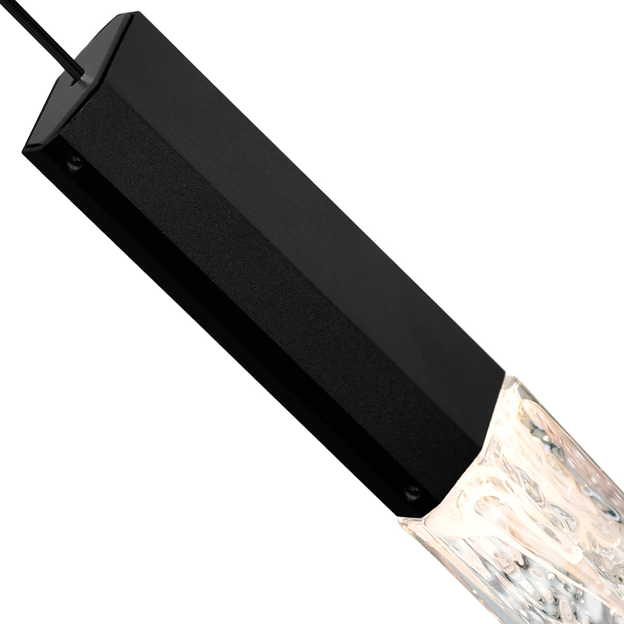 Greta Integrated LED 12in Black Mini Pendant with Handcrafted Glass