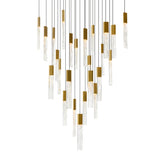 Greta Integrated LED 28in Brass Chandelier with Handcrafted Glass