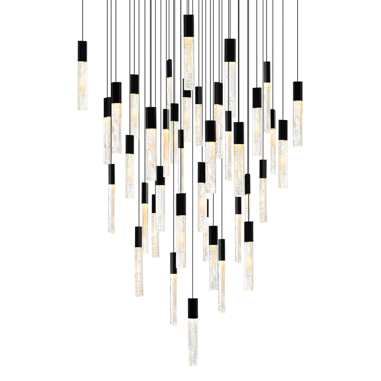 Greta Integrated LED 36in Black Chandelier with Handcrafted Glass