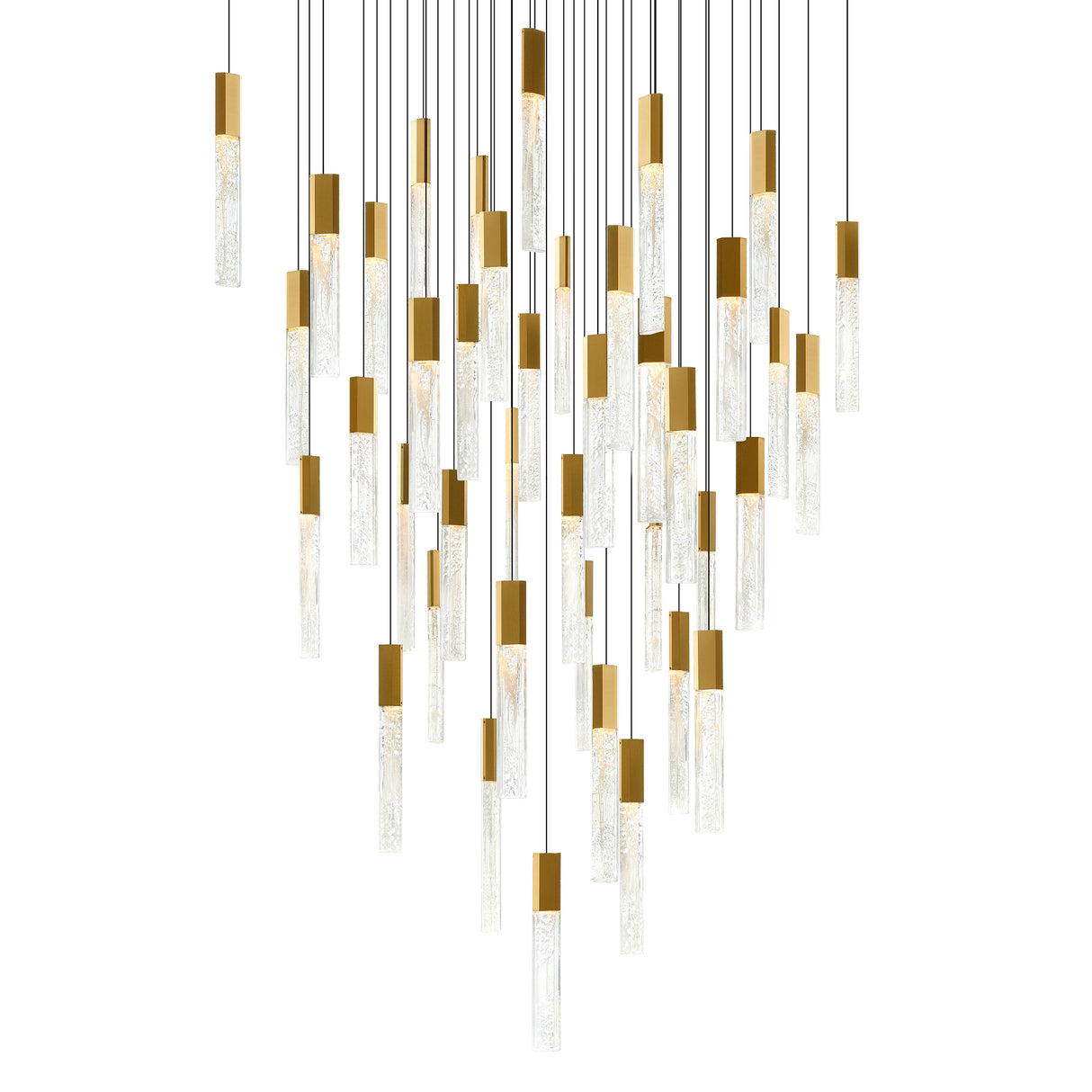 Greta Integrated LED 36in Brass Chandelier with Handcrafted Glass