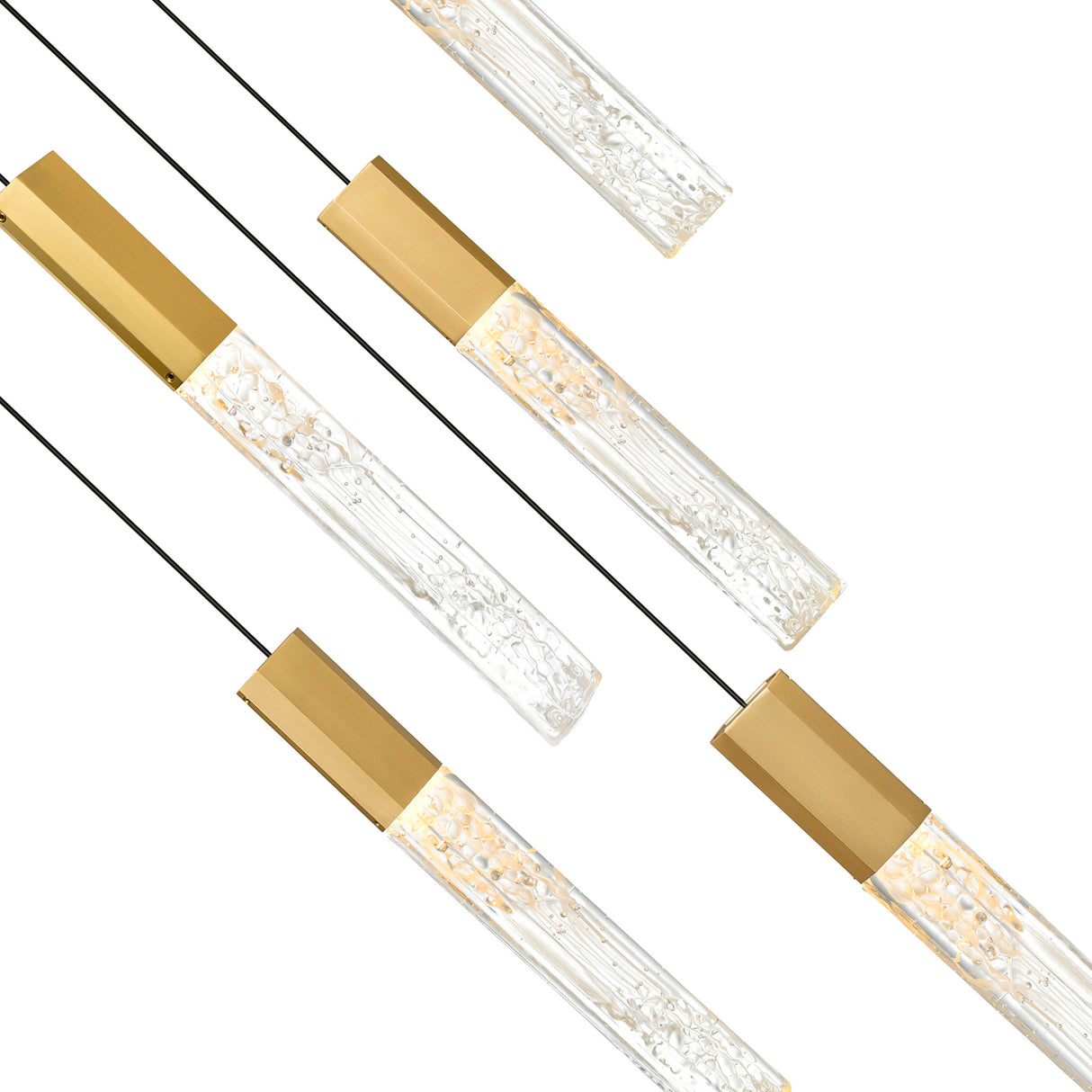 Greta Integrated LED 36in Brass Chandelier with Handcrafted Glass