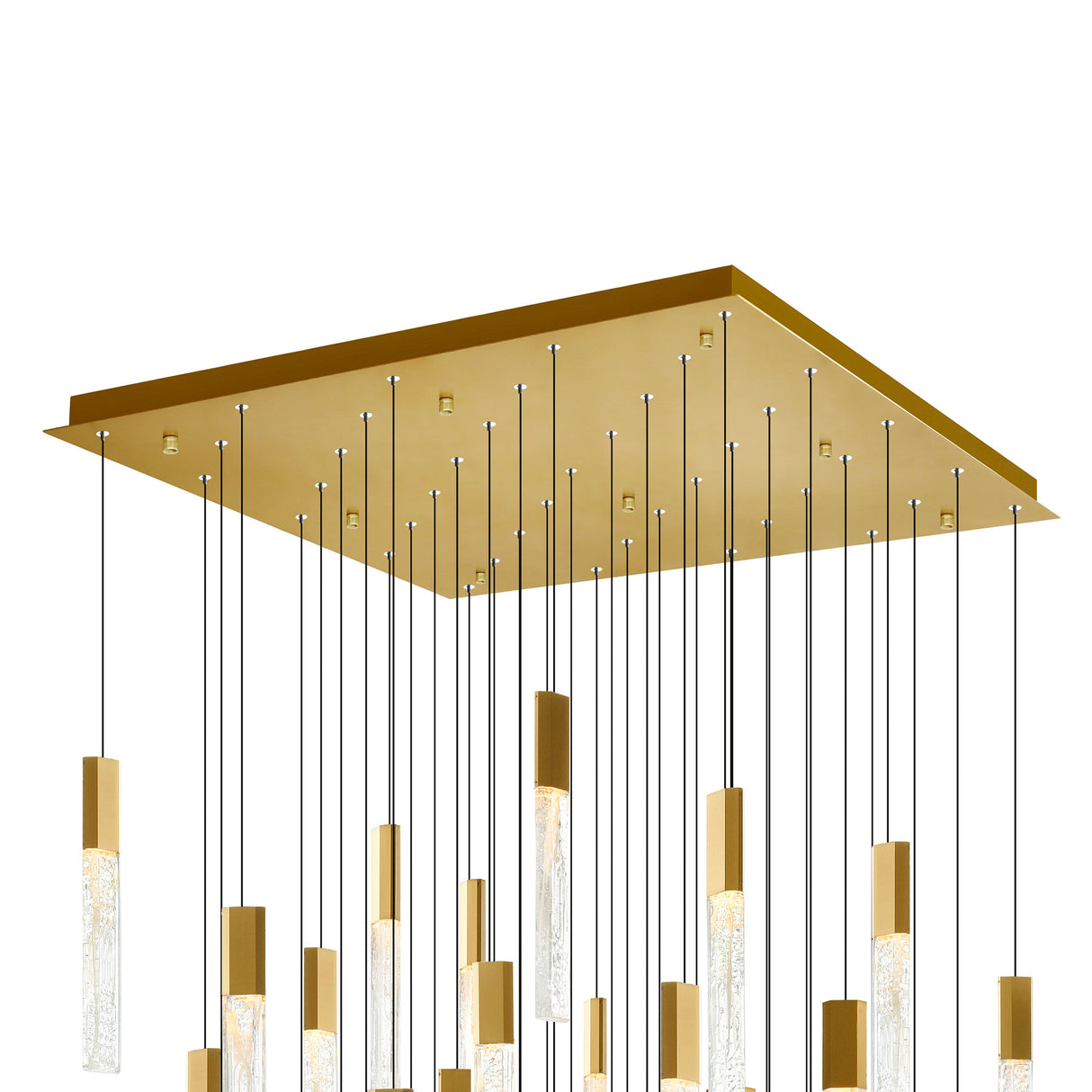 Greta Integrated LED 36in Brass Chandelier with Handcrafted Glass