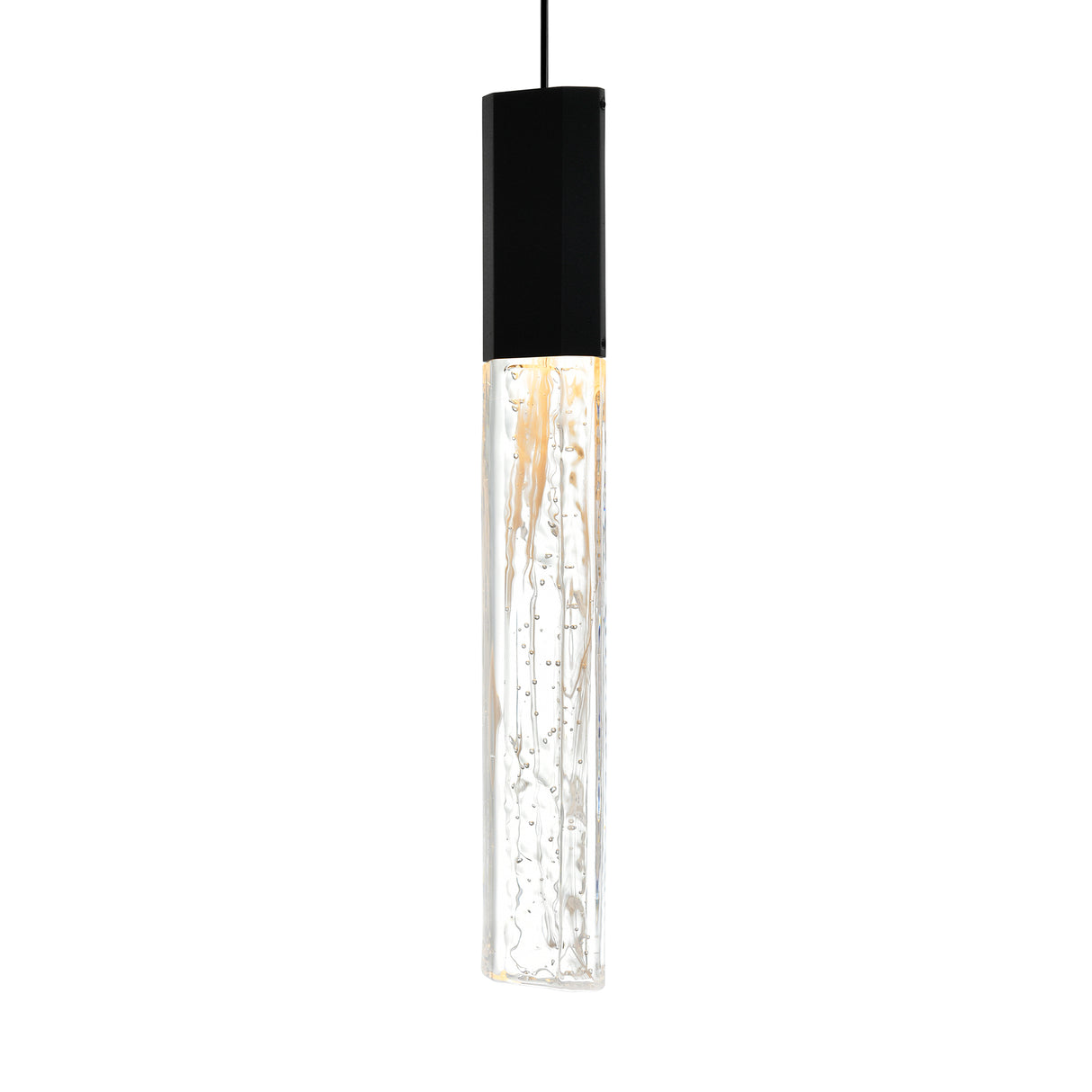 Greta Integrated LED 5in Black Mini Pendant with Handcrafted Glass