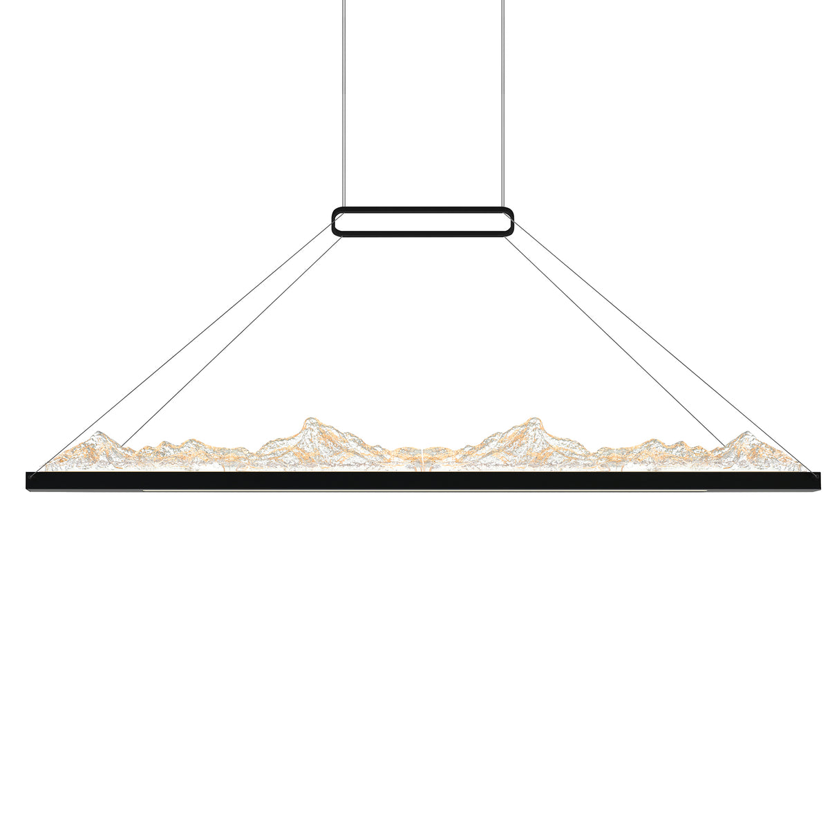 Himalayas Integrated LED 48in Black Chandelier with Handcrafted Glass