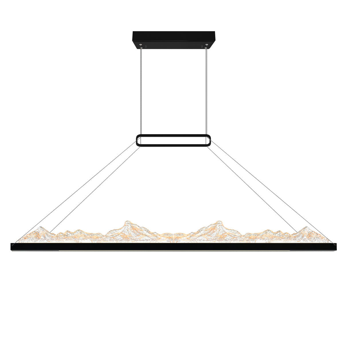 Himalayas Integrated LED 48in Black Chandelier with Handcrafted Glass