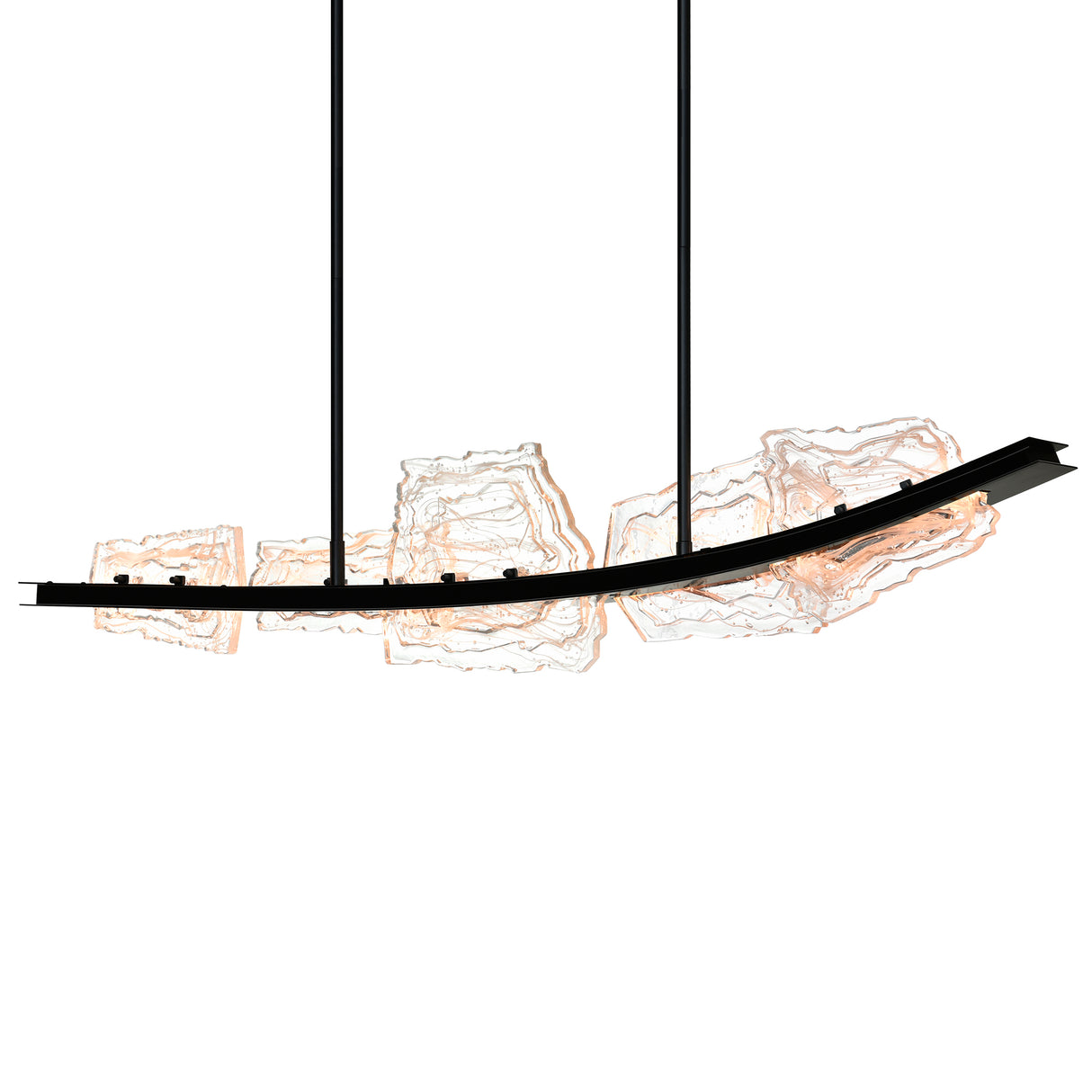 Arcus Integrated LED 50in Black Chandelier with Handcrafted Glass