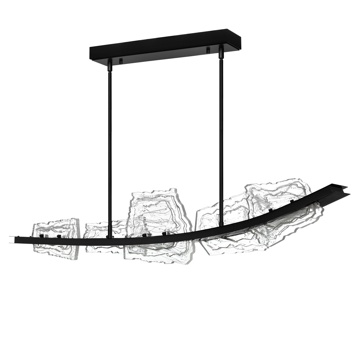 Arcus Integrated LED 50in Black Chandelier with Handcrafted Glass