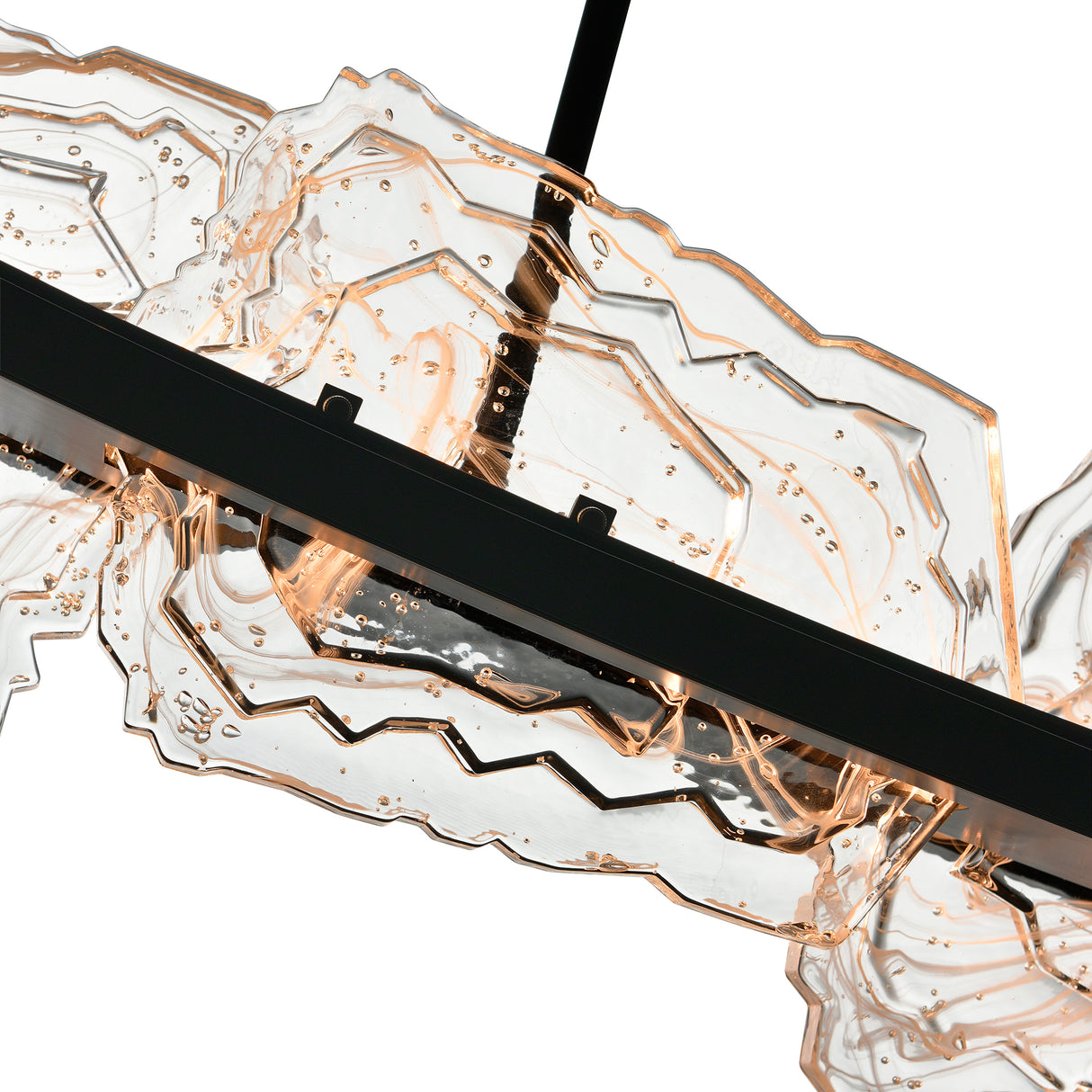 Arcus Integrated LED 50in Black Chandelier with Handcrafted Glass