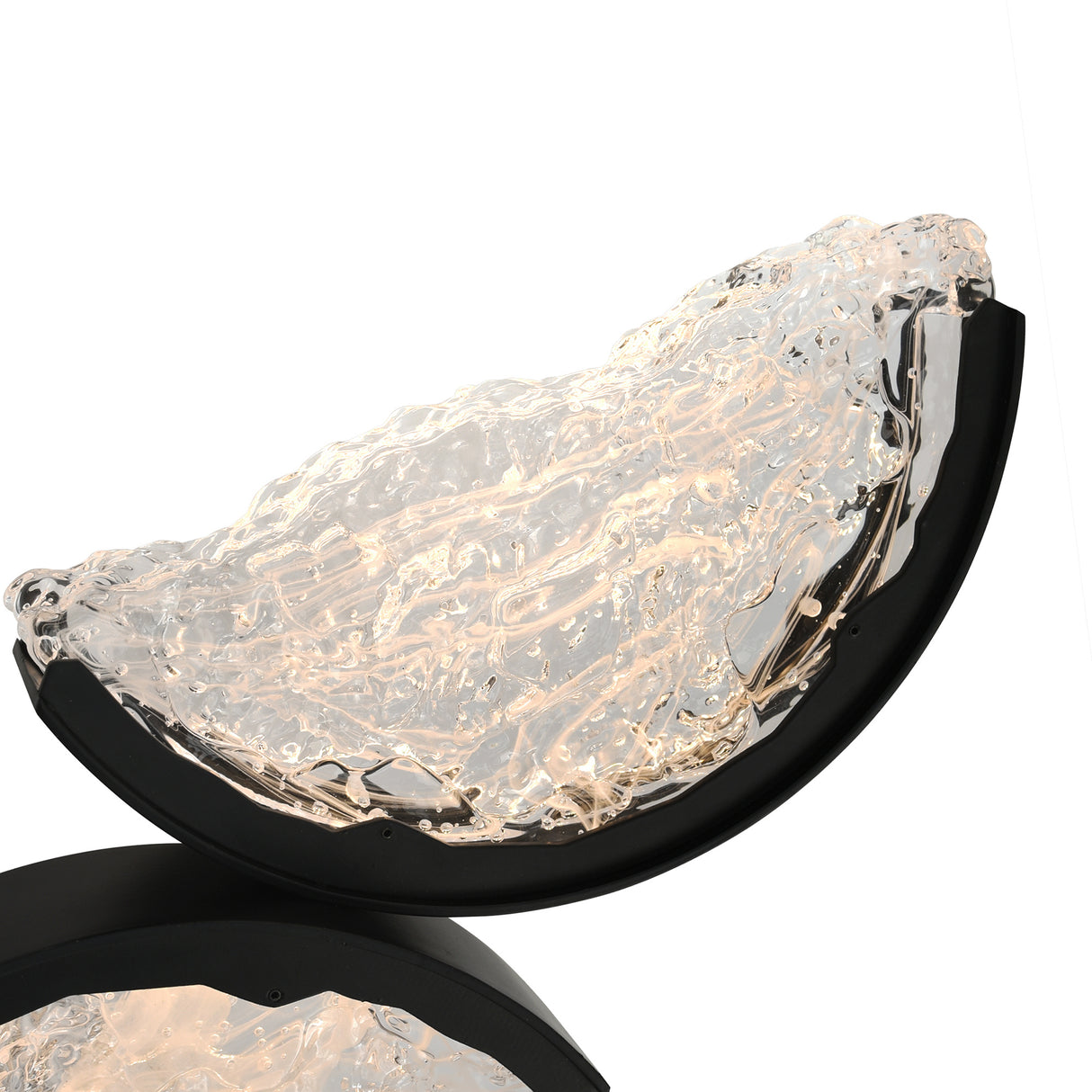 Moon Integrated LED 70in Black Chandelier with Handcrafted Glass