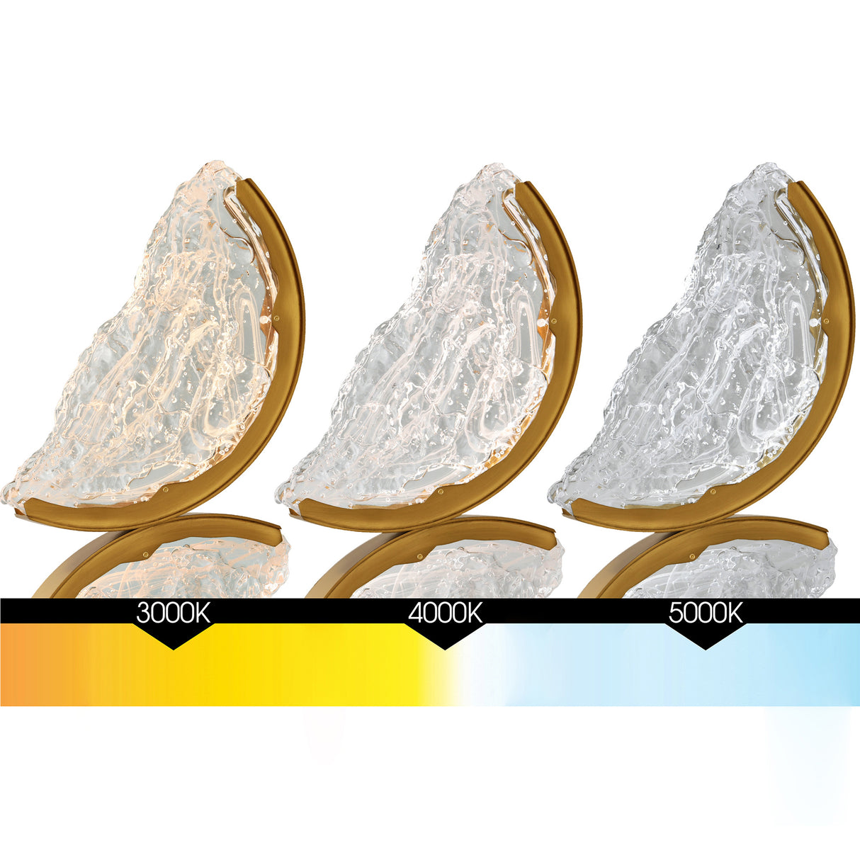 Moon Integrated LED 70in Brass Chandelier with Handcrafted Glass