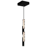 Moon Integrated LED 8in Black Mini Pendant with Handcrafted Glass