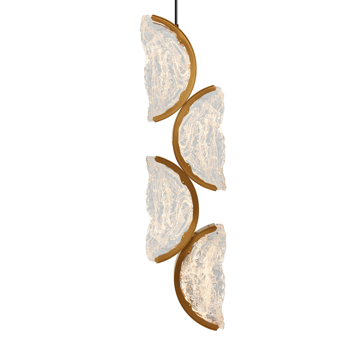Moon Integrated LED 8in Brass Mini Pendant with Handcrafted Glass