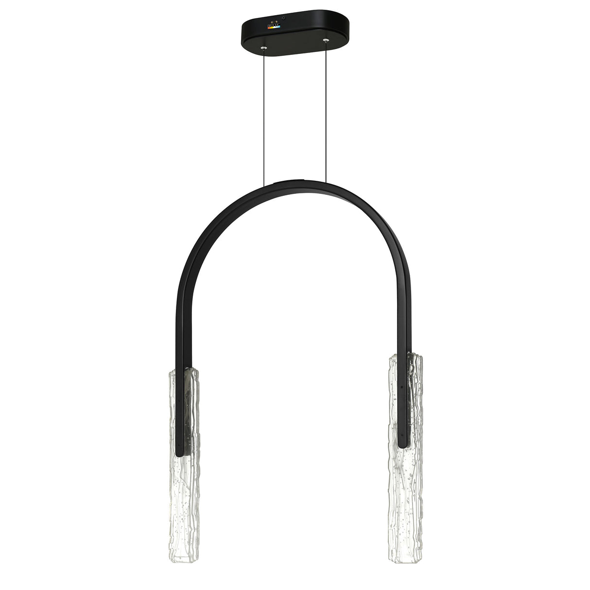 Curva Integrated LED 22in Black Chandelier with Handcrafted Glass
