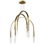 Curva Integrated LED 38in Brass Chandelier with Handcrafted Glass