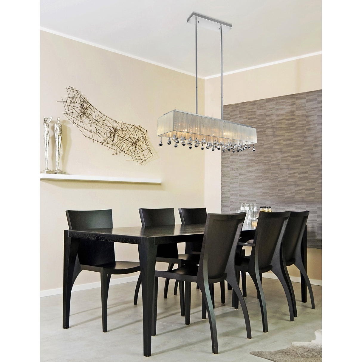 Water Drop 17 Light Drum Shade Chandelier With Chrome Finish