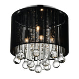 Water Drop 4 Light Chrome Flush Mount With Black Shade