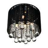 Water Drop 4 Light Chrome Flush Mount With Black Shade