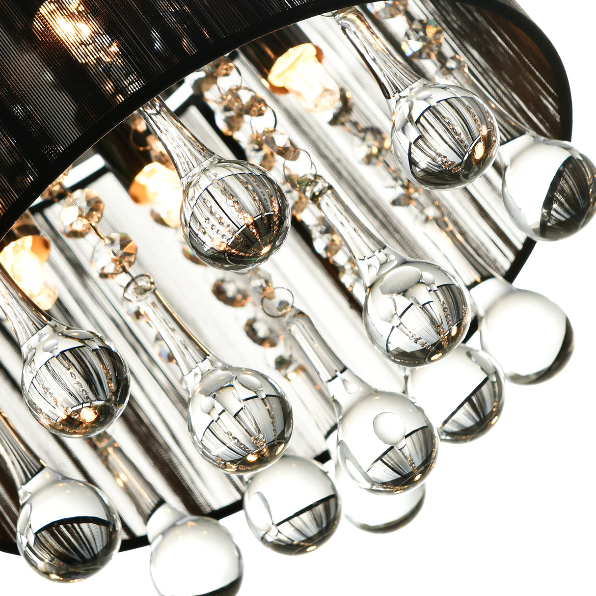 Water Drop 4 Light Chrome Flush Mount With Black Shade