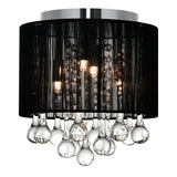Water Drop 4 Light Chrome Flush Mount With Black Shade