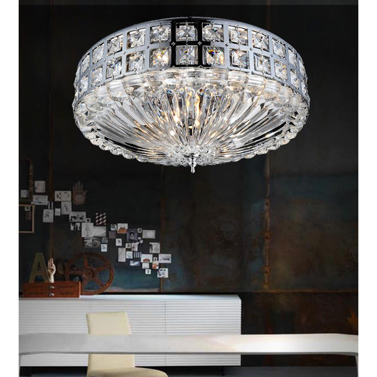 Bloome 6 Light Bowl Flush Mount With Chrome Finish