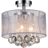 Radiant 3 Light 12in Chrome Drum Shade Flush Mount with White Shade