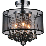 Radiant 3 Light 12in Chrome Drum Shade Flush Mount with Black Shade