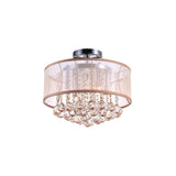 Radiant 6 Light 16in Chrome Drum Shade Flush Mount with Gold Shade