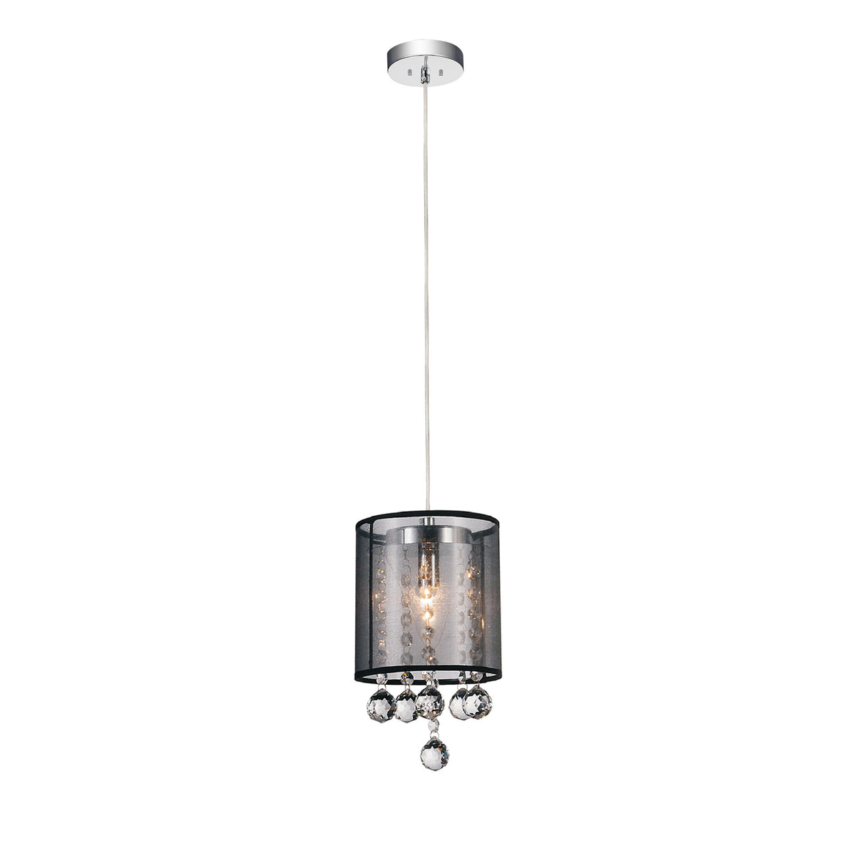 Radiant 1 Light Drum Shade Mini Pendant With Chrome Finish