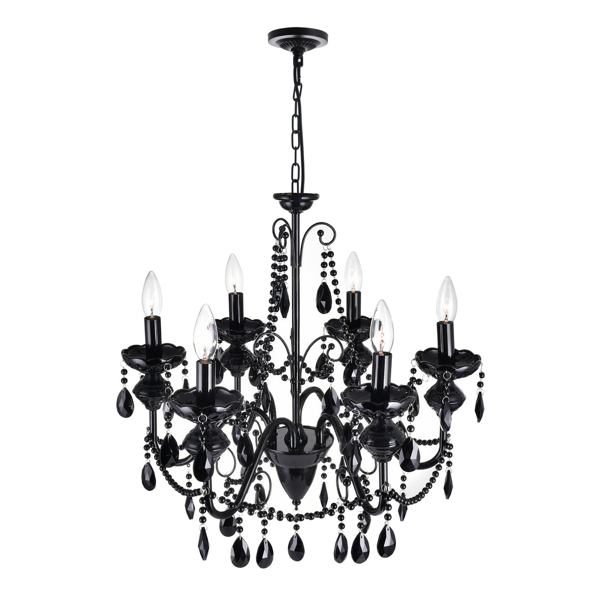 Keen 6 Light 22in Black Chandelier