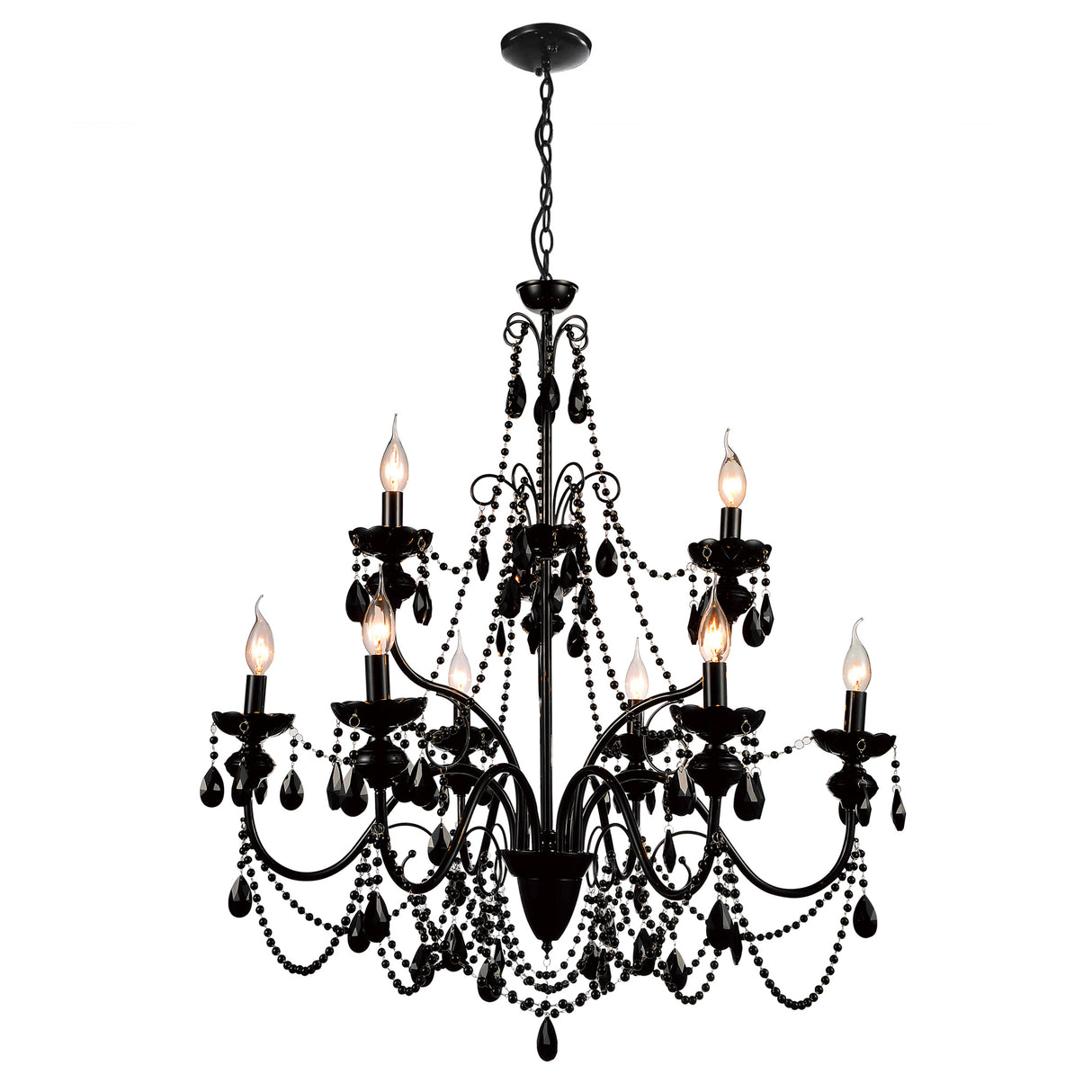 Keen 9 Light 32in Black Chandelier