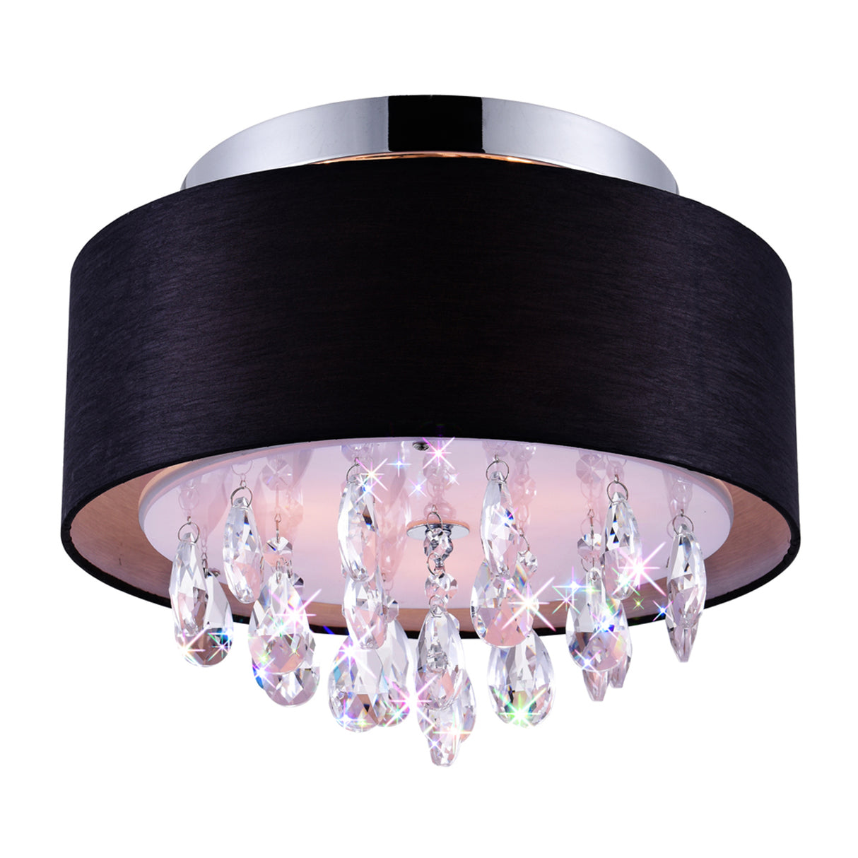 Dash 3 Light 14in Chrome Flush Mount with Black Shade