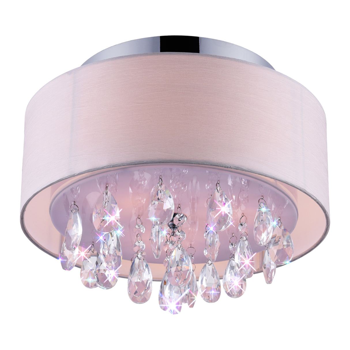 Dash 3 Light 14in Chrome Flush Mount with Off White Shade